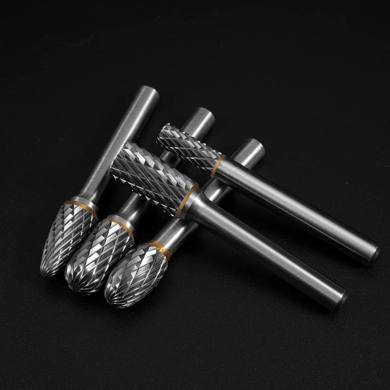 HIDOTOL Carbide Burr Set 1/4" Shank 8PC Tungsten Double Cut Carbide Rotary Burr Set for Metal and Wood Carving, Grinding, Polishing, Engraving, Drilling in Sturdy Round Case. - Image 4